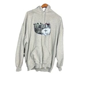 Vtg Big Dogs Mens Embroidered Logo Hoodie Sweatshirt Gray Sz 3XL Y2K Streetwear